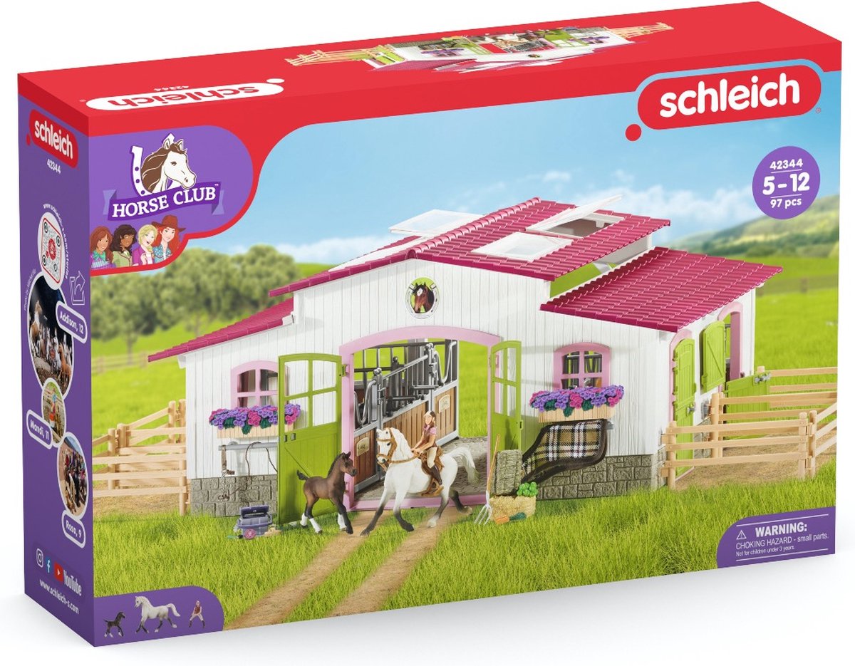 Schleich® 42344 ( Super Sale Mei ) Horse Club Manege/Paardenstal met Ruiter en Paarden – Roze. ( Let Op !!! Dit artikel binnenkort uit de productie Op=Op !!! ) – Otten Speelgoed 2.0